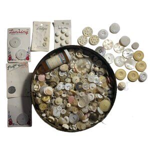 ❣️Button Bundle Mostly White, MOP Glass old Plastic #2426-1